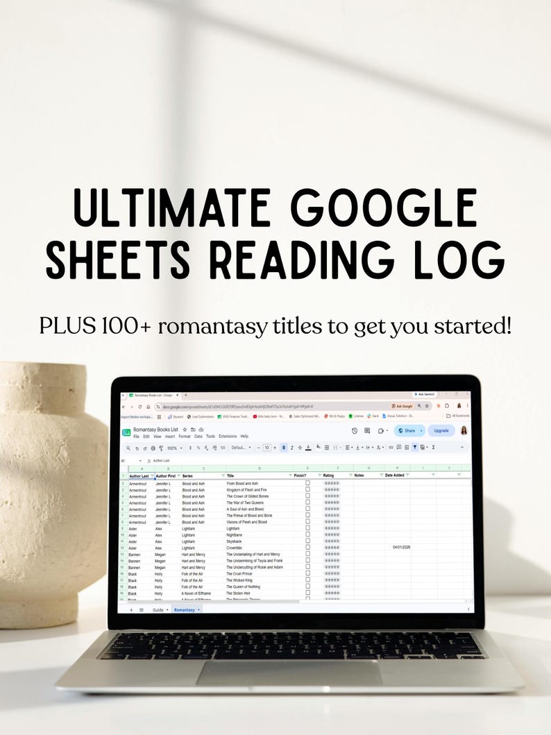 Romantasy Reading Tracker | Fantasy Romance TBR List (Google Sheets) image 1