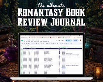 Book Review Journal & Romantasy Book List | Digital TBR Spreadsheet
