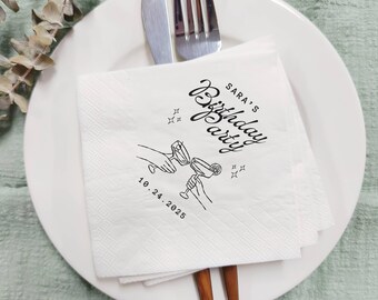 Personliga födelsedagsservetter, Anpassade 30-årsservetter, Servetter i Martiniglas, Födelsedagsfestdekorationer, Cocktailservetter i lösvikt, Barservetter