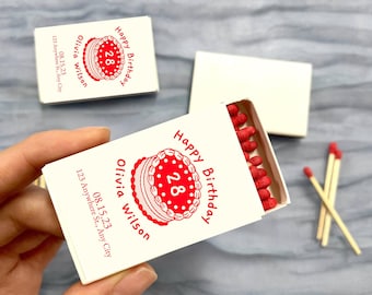 Custom Birthday Party Favor Matches, Aged to Perfection Birthday Favors, Birthday Match Box, Personalized Artwork Birthday Gifts