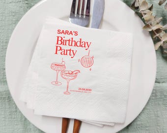 Custom Birthday Party Napkins, Happy Birthday Napkins, Custom Dinner Napkins, Birthday Party Decor, Bulk Cocktail Napkins, Bar Napkins