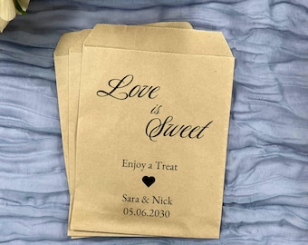 25 bolsas de regalo de boda personalizadas, bolsas de regalo de boda, bolsas de amor dulce, postre para llevar a casa, bolsas de papel para regalo de despedida de soltera