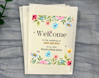 Personalized Seed Packets Favor for Guests in Bulk, Custom Wedding Wildflower Seed Packet, Wedding Seed Packets Favor, Bridal Shower Favor