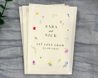 Let Love Grow Custom Seed Packets, Eco-Friendly Wedding Wildflower Seed Packet, Wedding Seed Packets Favor, Bridal Shower Favor