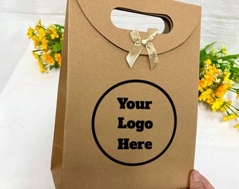 Custom Printed Kraft Paper Bags for Business, Custom Gift Bags with Logo, Personalised Gift Bag, Kraft Name Gift Bags, Thank You Bags