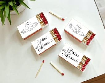 Custom Wedding Matchbook, Wedding Decor, Wedding Gift Bridal Shower, Wedding Guest Favors, The Perfect Match, Party Favors, Swan Matchbooks