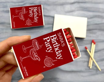 Custom Martini Birthday Match Boxes, Birthday Party Favor Matches, Birthday Match Box, Personalized Artwork Birthday Gifts