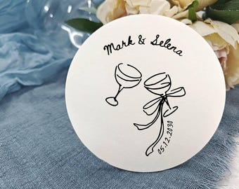 Sous-verres en papier imprimés personnalisés, Sous-bocks en papier de mariage COCKTAIL BOW/martini personnalisés, Sous-bocks en papier d'anniversaire, Sous-bocks de mariage personnalisés en vrac