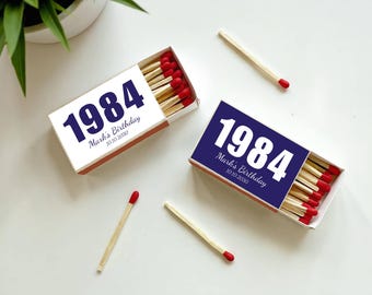 Custom Birthday Party Match Box, 30th/40th/50th Aged to Perfection Birthday Favors, Birthday Matchbook,Personalized Artwork Birthday Gifts