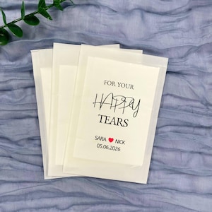 20PCS Custom Tissue Pack for Wedding Guest, Personalised Wedding Confetti Packs, Happy Tears, Confetti Packs, Tissue Packets, Wedding Favor