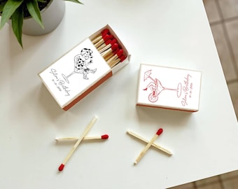 Custom Birthday Party Match Box, Aged to Perfection Birthday Favors, Birthday Matchbook,Personalized Artwork Birthday Gifts,Woman in Martini