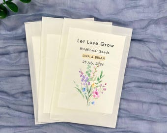 Bulk Custom Wedding Seed Packets Favors - Personalized Eco-Friendly Seed Packet - Biodegradable Guest Gifts - Bridal Shower Souvenirs