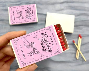 Custom Birthday Party Favor Matches, Aged to Perfection Birthday Favors, Birthday Match Box, Personalized Artwork Birthday Gifts