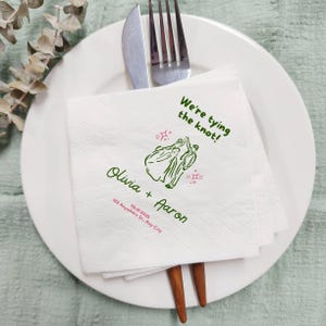 Custom Cocktail Napkin For Wedding, Personalized Cocktail Napkins, Wedding Anniversary Cocktail Napkins, Hand Drawn, Rehearsal Dinner Napkin