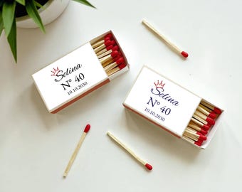 Custom Birthday Party Match Box, Aged to Perfection Birthday Favors, Birthday Matchbook,Personalized Artwork Birthday Gifts, 30th 40th 50th