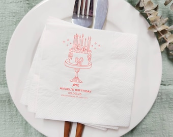 Custom Birthday Party Napkins, Happy Birthday Napkins, Custom Dinner Napkins, Birthday Party Decor, Bulk Cocktail Napkins, Bar Napkins