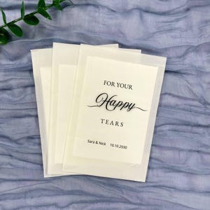 Minimalist Wedding Tissue packs - Custom Name & Date - Happy Tears Tissue Pack - Eco-Friendly Guest Gift - Wedding Tissues packs for guests