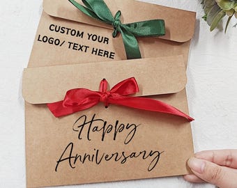 Personalised Birthday Reindeer Kraft Brown Money/Voucher Gift Envelope with Satin Ribbon, Birthday Favors, Birthday Money, Voucher Wallet