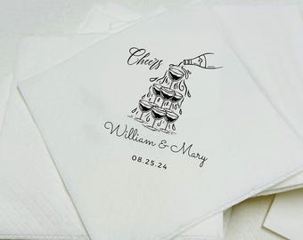 Custom Name Napkins,  Custom  Wedding Napkins, Personalized Engagement Napkins, Cocktail Napkins, Wedding Reception Napkins,Rehearsal Dinner