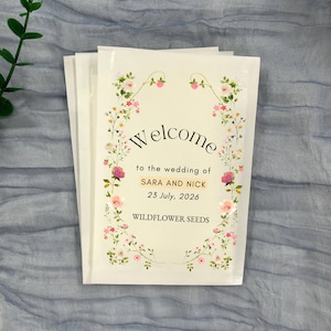 Custom Seed Packets Favor for Guests in Bulk, Eco-Friendly Wedding Wildflower Seed Packet, Wedding Seed Packets Favor, Bridal Shower Favor