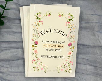 Custom Seed Packets Favor for Guests in Bulk, Eco-Friendly Wedding Wildflower Seed Packet, Wedding Seed Packets Favor, Bridal Shower Favor