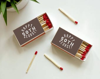 Custom Birthday Party Match Box, 30th/40th/50th Aged to Perfection Birthday Favors, Birthday Matchbook,Personalized Artwork Birthday Gifts