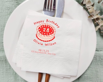 Custom Birthday Party Napkins, Happy Birthday Napkins, Custom Dinner Napkins, Birthday Party Decor, Bulk Cocktail Napkins, Bar Napkins