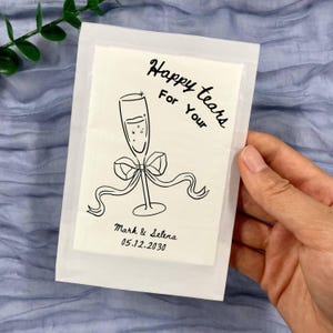 Paquetes de pañuelos personalizados con texto &quot;Happy Tears&quot; para bodas, confeti para bodas, regalos de boda, 20 unidades