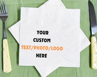 Personalized Photo & Logo Napkins for Weddings,  Custom Cocktail Napkins, Business Party, Full Color Printed Photo Napkin,Party Favour