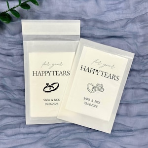 20 Personalized Wedding Tissue Packs | Customized Wedding Confetti Packs | Happy Tears | Confetti Packs | Tissue Packets | Wedding Tissues