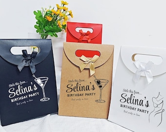 Gepersonaliseerde bedankzakjes, tassen feestbedankjes, aangepaste zakjes verjaardagsbedankjes, gepersonaliseerde cadeauzakje, kraftnaamcadeauzakjes, bedankzakjes, bedankzakjes