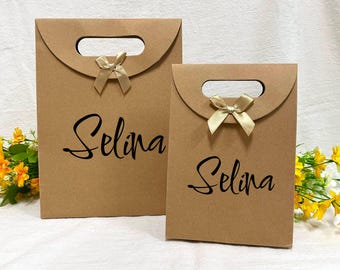 Custom Name Birthday Gift Bags, Party Favours Bag, Custom Birthday Favour Bags, Personalised Gift Bag, Kraft Name Gift Bags, Thank You Bags