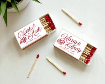 Custom Wedding Matchbox Wedding Favors for Guests Wedding Matchbooks Personalized Matches for Engagement Party, Bridal Shower