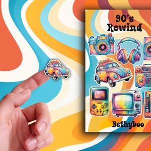 90’s Rewind groovy retro tech sticker sheet