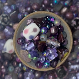 Assorted Glass Bead Mix | Purple | Variety Bulk Beads for Crafts & Jewelry | All Shapes/Sizes