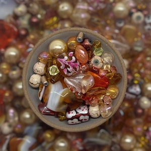 Assorted Glass Bead Mix | Orange/Red | Variety Bulk Beads for Crafts & Jewelry | All Shapes/Sizes