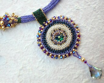 Statement  Crystal Necklace in Purple, Blue, Green Pendanat Jewelry Romantic Gift Rings of Saturn