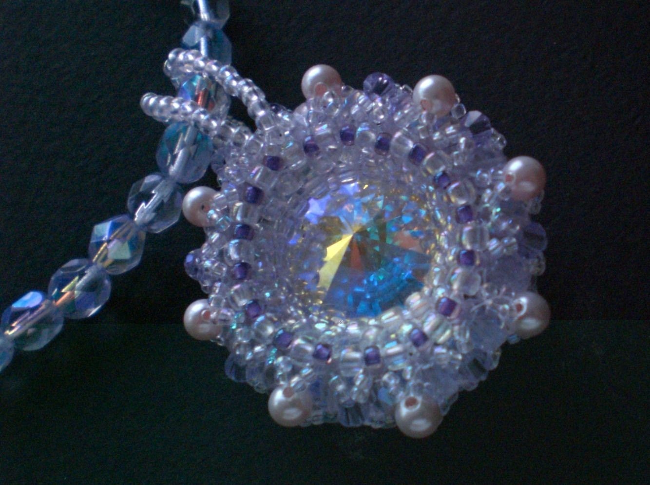 Crystal Rivoli Necklace Unique OOAK Jewelry Purple Lavender Lilac ...
