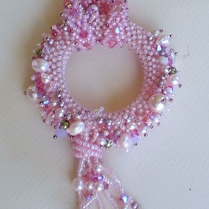 Pink Crystal Pearls Beaded Necklace Beaded Beadwork - Etsy