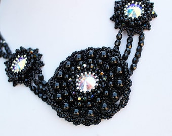 Déclaration gothique noir cristal collier Bijoux cadeau romantique « Élégance noir »