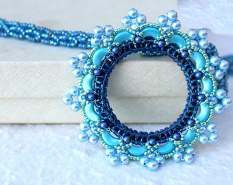 Crystal Statement Necklace  Blue Turquoise Jewelry Summer Sky