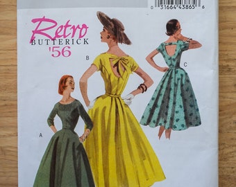 Butterick B5605 Vintage Repro Women's 1956 Dress Sewing Pattern Size 8-10-12-14 New Uncut