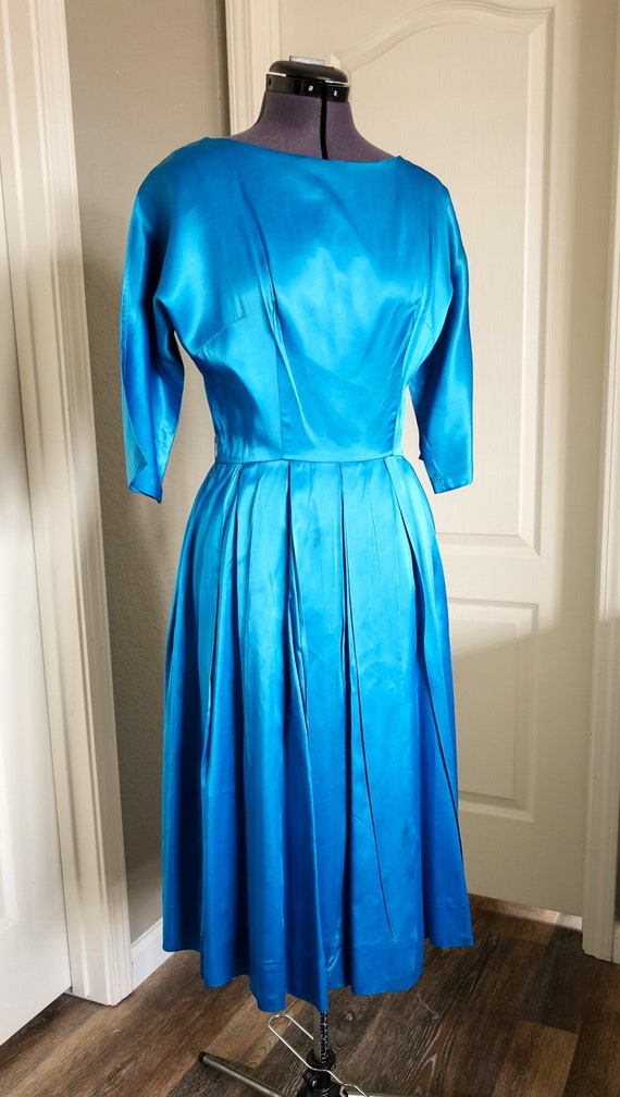 1950s/1960s Bright Blue Dress with Kimono Sleeves 