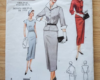 Vintage Vogue 2402 Repro Women's 1950 Dress Sewing Pattern Size 6-8-10 New Uncut