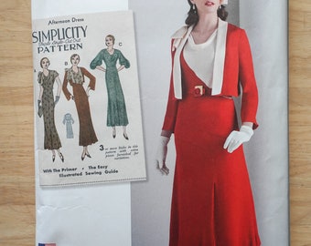 Simplicity 8247 Vintage Repro Women's 1930s Dress Sewing Pattern Size 6-8-10-12-14 New Uncut