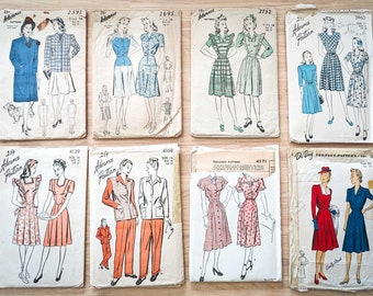 LOT Vintage 1940s Sewing Patterns - Advance and DuBarry Mixed Patterns