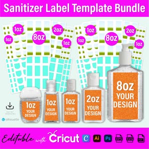 Hand Sanitizer Label Template, Sanitizer label SVG, Hand Sanitizer Blank, Editable Sanitizer Template, Mini Hand Sanitizer Sticker template