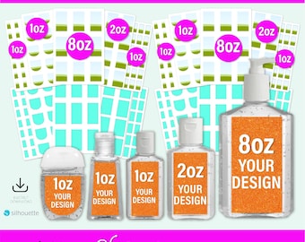 Plantilla de etiqueta de desinfectante de manos, etiqueta SVG de desinfectante, desinfectante de manos en blanco, plantilla de desinfectante editable, plantilla de mini calcomanía de desinfectante de manos