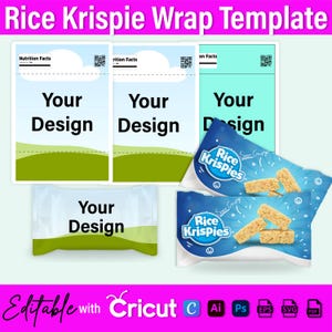 Rice Krispies Template, Rice Krispies Mockup Template, Rice Krispies Treats, Party Template, DIY Rice Krispies Templates, Party Favor, SVG