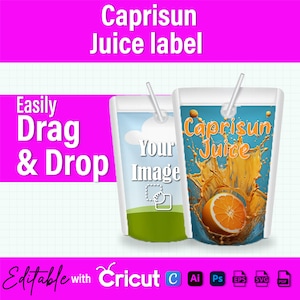 Capri Juice Label Template, Custom Caprisun Label, Capri Juice Pouch Label Svg, Custom Capri Label, Blank Capri Sun Template, Canva Editable